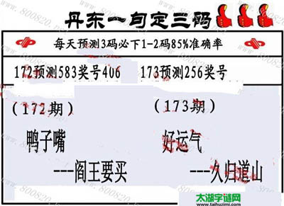 3d173期：丹东一句定三码