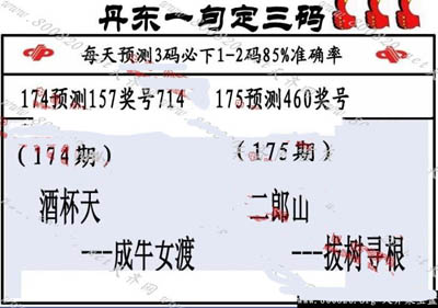 3d175期：丹东一句定三码