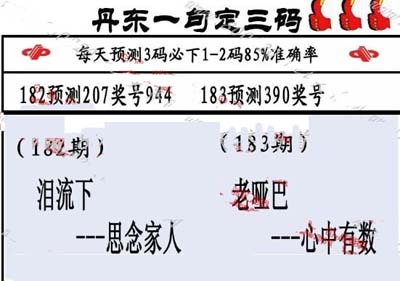 3d183期：丹东一句定三码