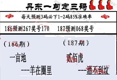 3d187期：丹东一句定三码