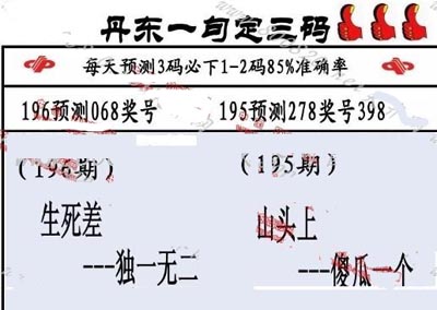 3d196期：丹东一句定三码