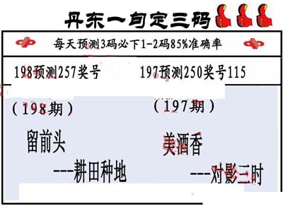 3d198期：丹东一句定三码