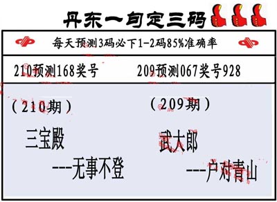 3d210期：丹东一句定三码