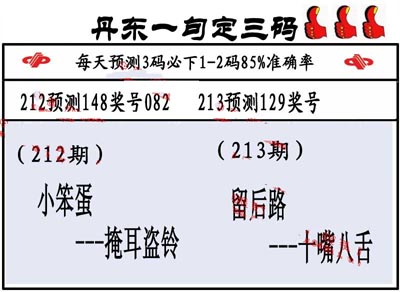 3d213期：丹东一句定三码