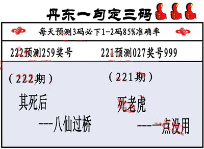 3d222期：丹东一句定三码