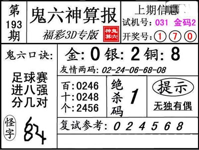 第193期3d鬼六神算报