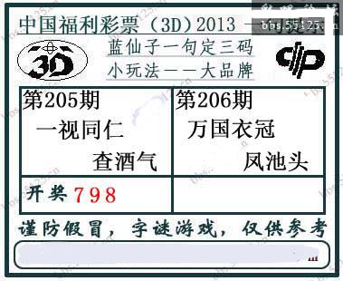 3d206期：蓝仙子一句定三码