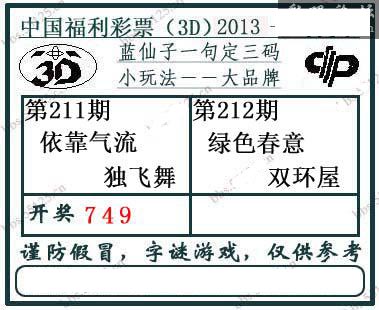 3d212期：蓝仙子一句定三码