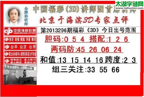 3d296期：于海滨点评 +专家一语定胆