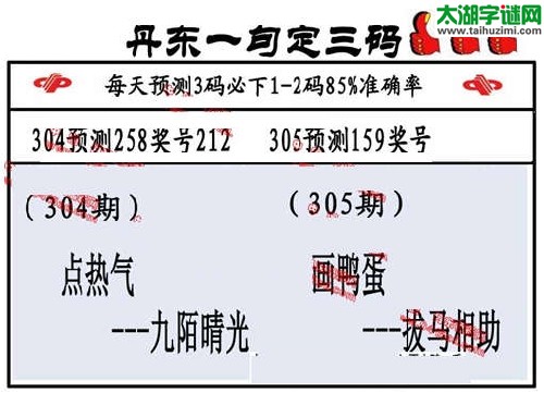 3d305期：丹东一句定三码【点热气--九陌阳光 】