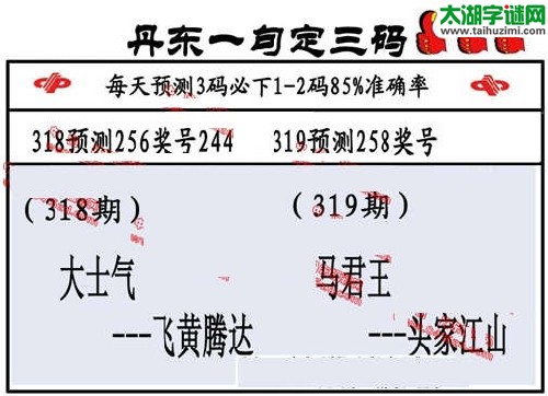 3d319期：丹东一句定三码【马君王--头家江山 】