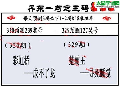 3d330期：丹东一句定三码【彩虹桥--成不了龙】