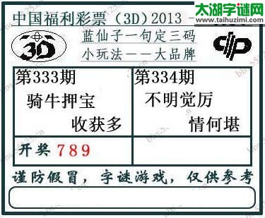 3d334期：蓝仙子一句定三码