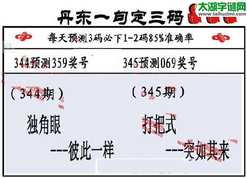 3d345期：丹东一句定三码【独打把式-- 突如其来】