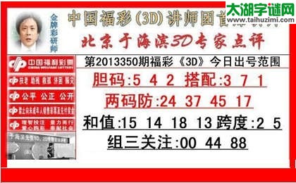 3d350期：于海滨点评 +专家一语定胆