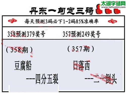 3d358期：丹东一句定三码【豆腐船-- 四分五裂】