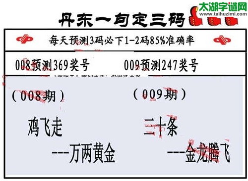 3d009期：丹东一句定三码【三十条--金龙腾飞】