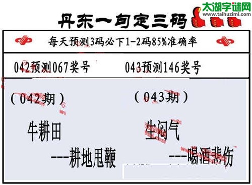 3d043期：丹东一句定三码【生闷气--喝酒悲伤】