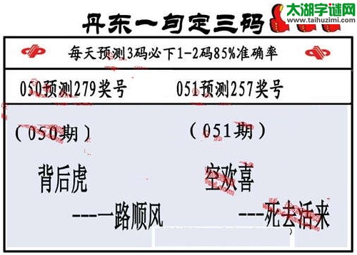 3d051期：丹东一句定三码【空欢喜--死去活来】