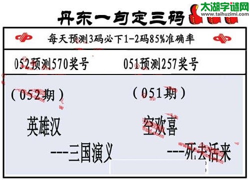 3d052期：丹东一句定三码【英雄汉--三国演义】