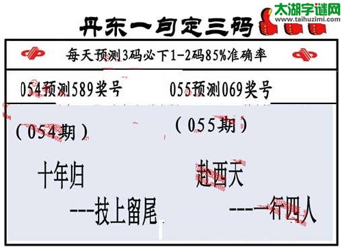 3d055期：丹东一句定三码【喝小酒--妖妃叛乱】