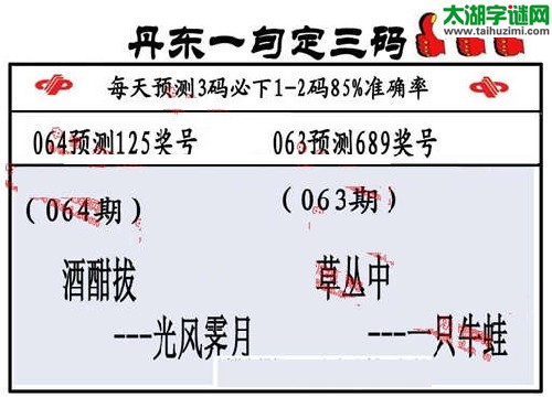 3d064期：丹东一句定三码【酒酣拔--光风霁月】