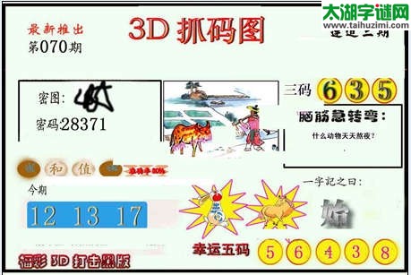 3d070期：红五图库（杀号定胆）