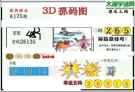 3d175期：红五图库（杀号定胆）