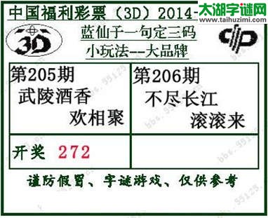 蓝仙子一句定三码14206期