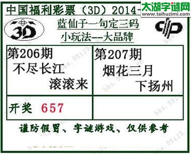 蓝仙子一句定三码14207期