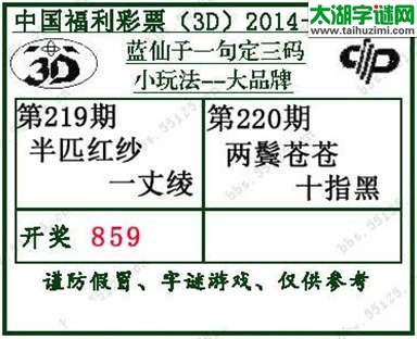 蓝仙子一句定三码14220期