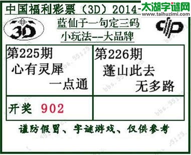 蓝仙子一句定三码14226期