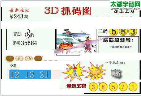 3d243期：红五图库（杀号定胆）