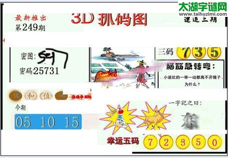 3d249期：红五图库（杀号定胆）