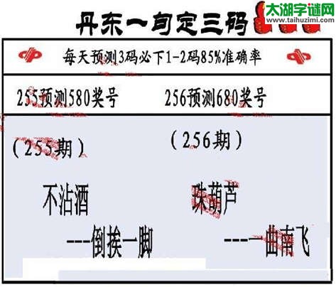 3d第2014256期丹东一句定三码