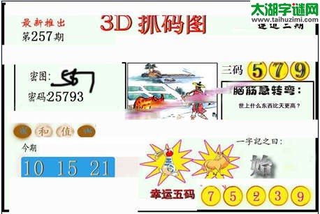 3d257期：红五图库（杀号定胆）