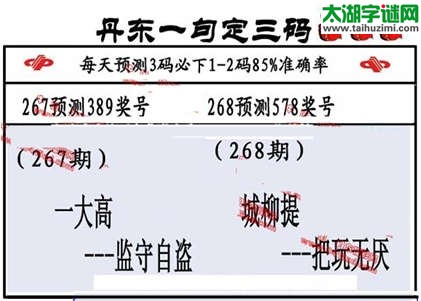 3d第2014268期丹东一句定三码