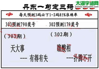 3d第2014303期丹东一句定三码