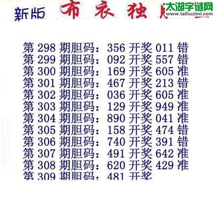 布衣独胆王图谜309期