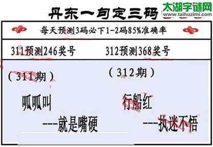 3d第2014312期丹东一句定三码