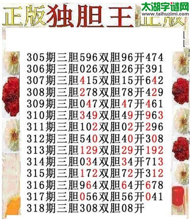 布衣独胆王图谜318期