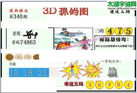 3d340期：红五图库（藏宝抓码图）