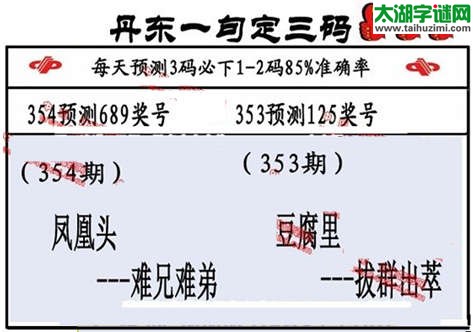 3d第2014354期丹东一句定三码