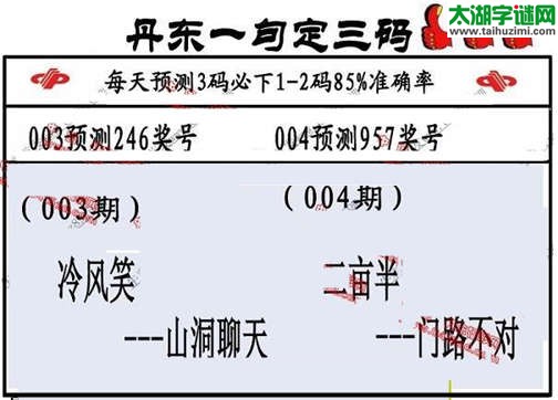 3d第2015004期丹东一句定三码