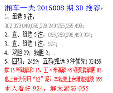 湘车一夫2015008期3D解太湖字谜