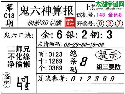 3d018期：【鬼六神算】金胆快报系列图