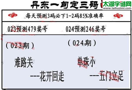 3d第2015024期丹东一句定三码