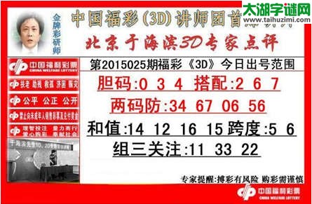 于海滨专家点评15025期