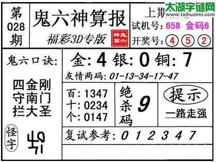 3d028期：【鬼六神算】金胆快报系列图