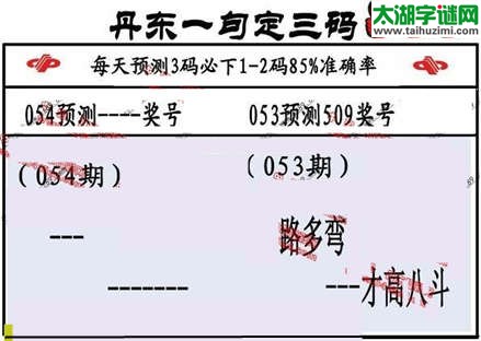 3d第2015053期丹东一句定三码